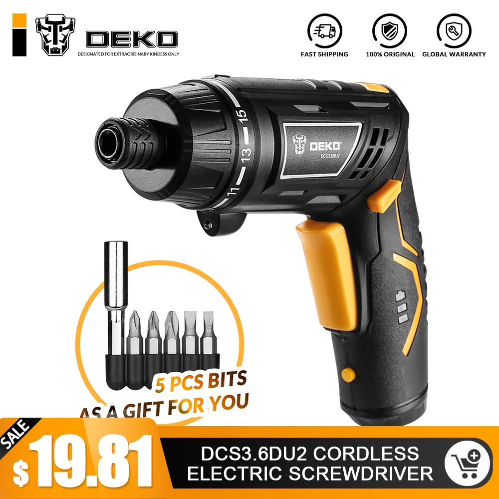 DEKO DCS3.6DU2 S1 Беспроводная электрическая отвертка перезаряжаемая Бытовая DIY