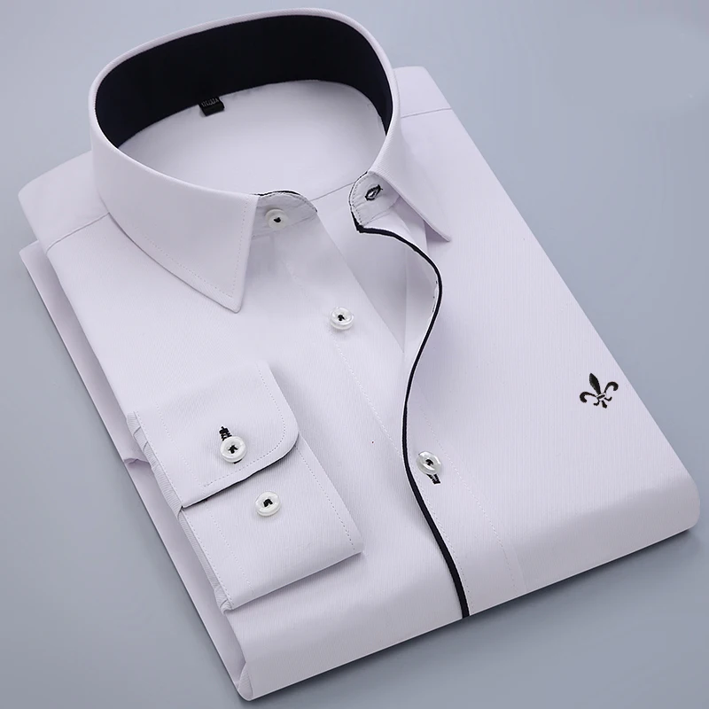 Dudalina Повседневный Полосатый пуловер модный Blusa Camisa, в полоску, с длинными рукавами, приталенная рубашка, мужская одежда с цветочным рисунком - Цвет: PM-1901-5WHITE