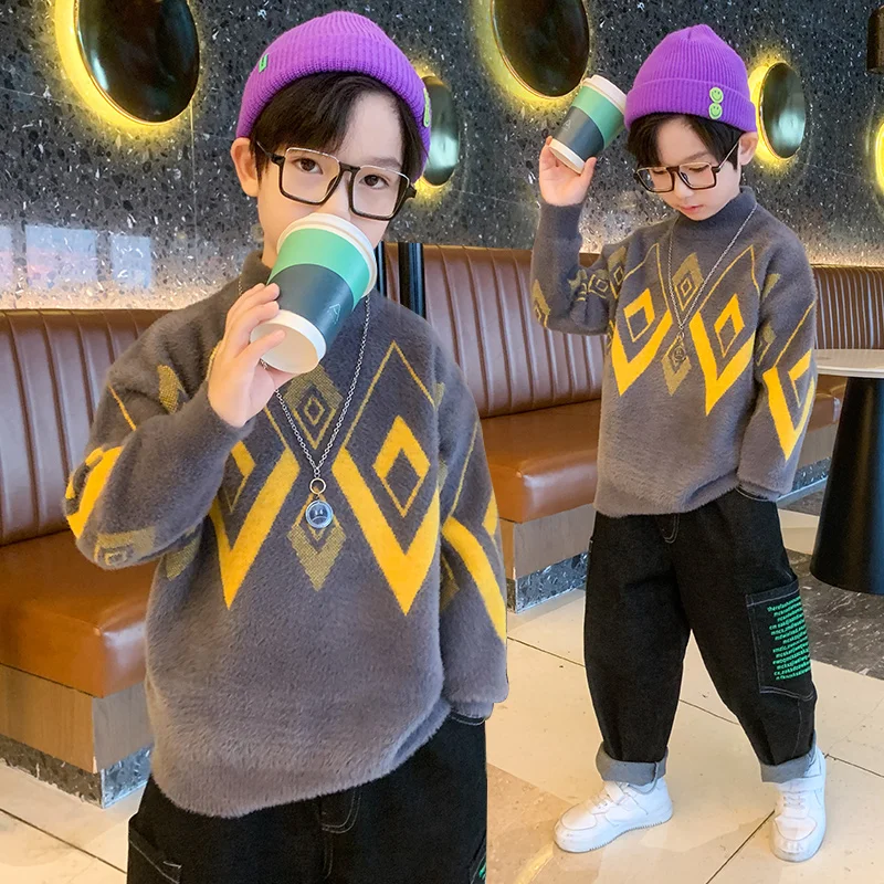 

Детская одежда свитер для мальчиков Рождественский свитер удобная теплая зимняя одежда 2022 детская одежда от 6 до 14 лет