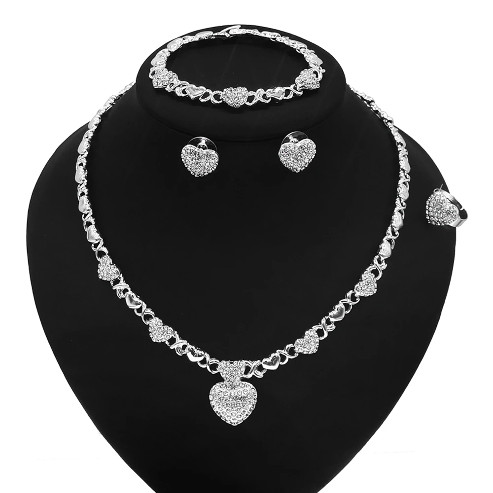 

Yulaili I Love You Small Heart Hug And Kiss Xo Jewelry Set Wholesale Fashion Costume Delicate Woman Zircon Jewelry Sets X0109