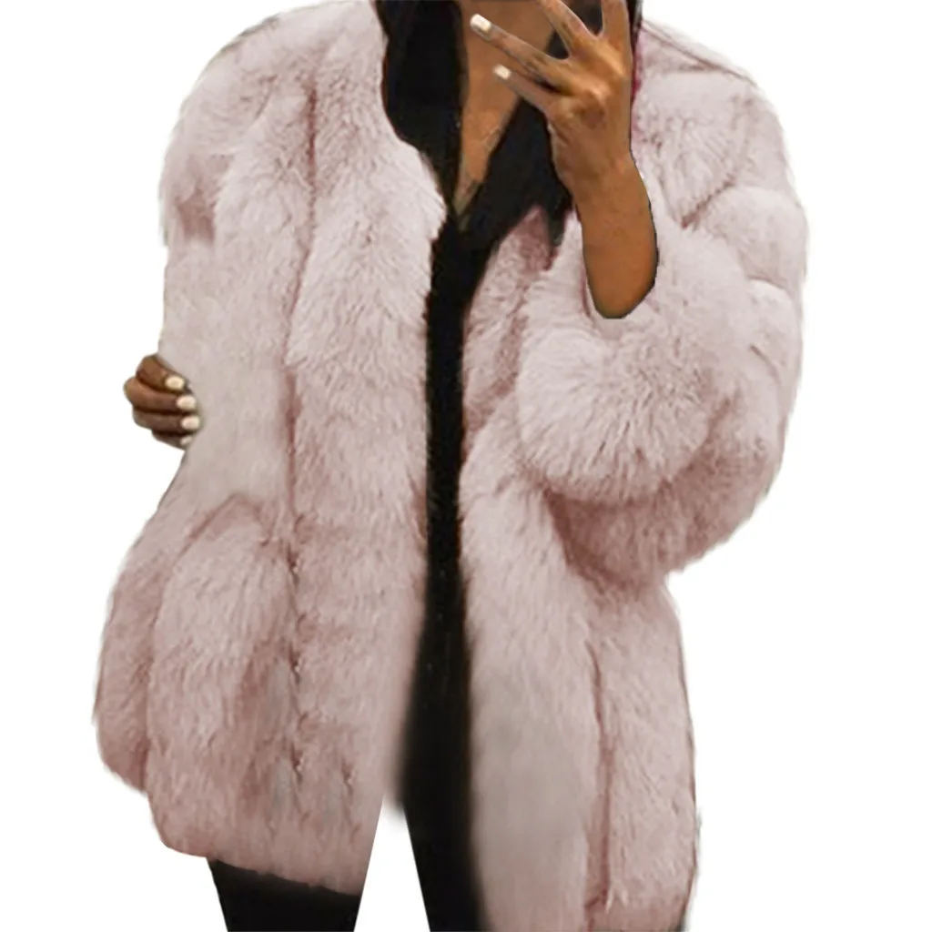 Pink Mink норковые пальто женские Зимние теплые плюшевые пальто Роскошная мягкая меховая куртка пальто Высокое качество женские толстые пальто из искусственного меха# G30 - Цвет: Pink
