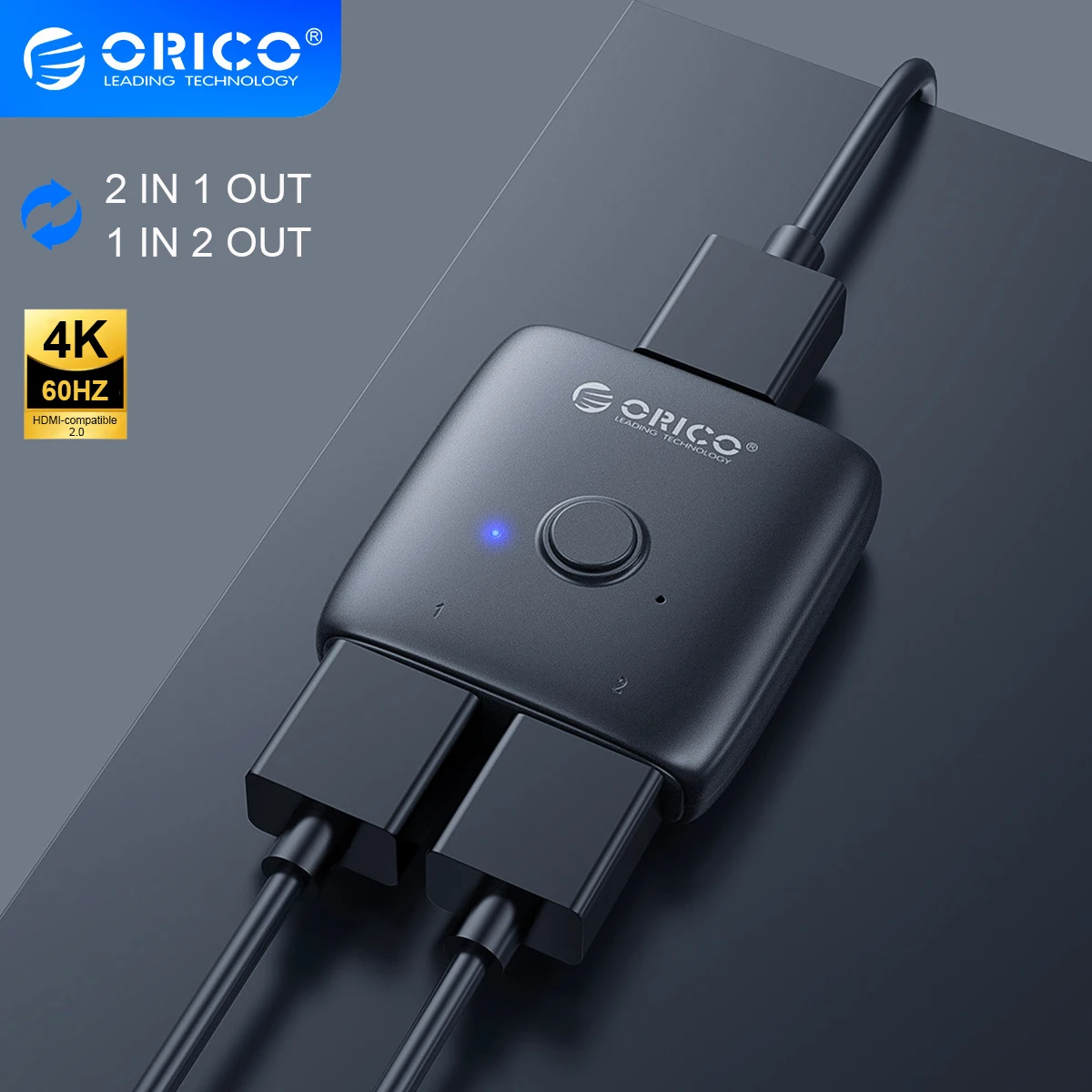 ORICO 4K HD HDMI совместимый KVM коммутатор 60 Гц двухнаправленный аудио 2 в 1 выход