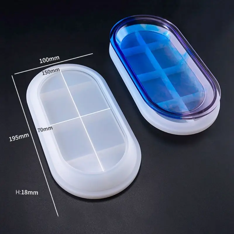 

Crystal Epoxy Mould DIY Handmade Elliptical Flat Bottom Plate Highlight Mirror Silicone Mold