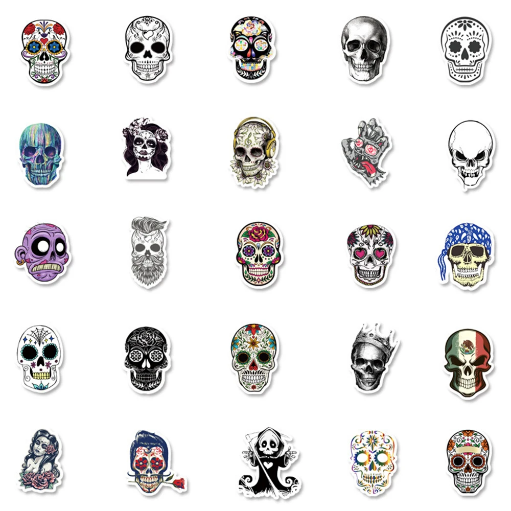 103050pcs horror gothic rock skull sticker skateboard laptop motorcycle phone bike luggage cool graffiti sticker decal kid toy free global shipping