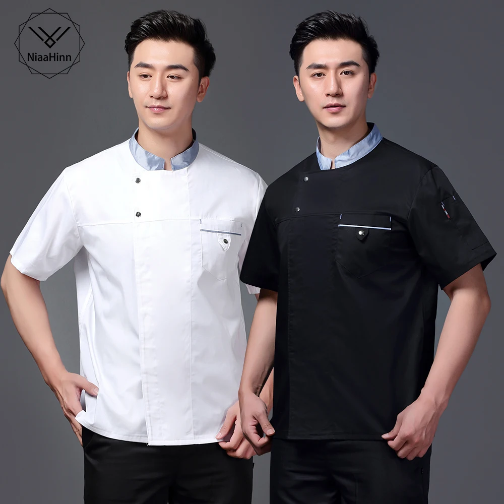 

Куртка шеф-повара унисекс, Рабочая Униформа с коротким рукавом для мужчин и женщин, пальто для шеф-повара, ресторана, отеля, кухни, топы с выш...
