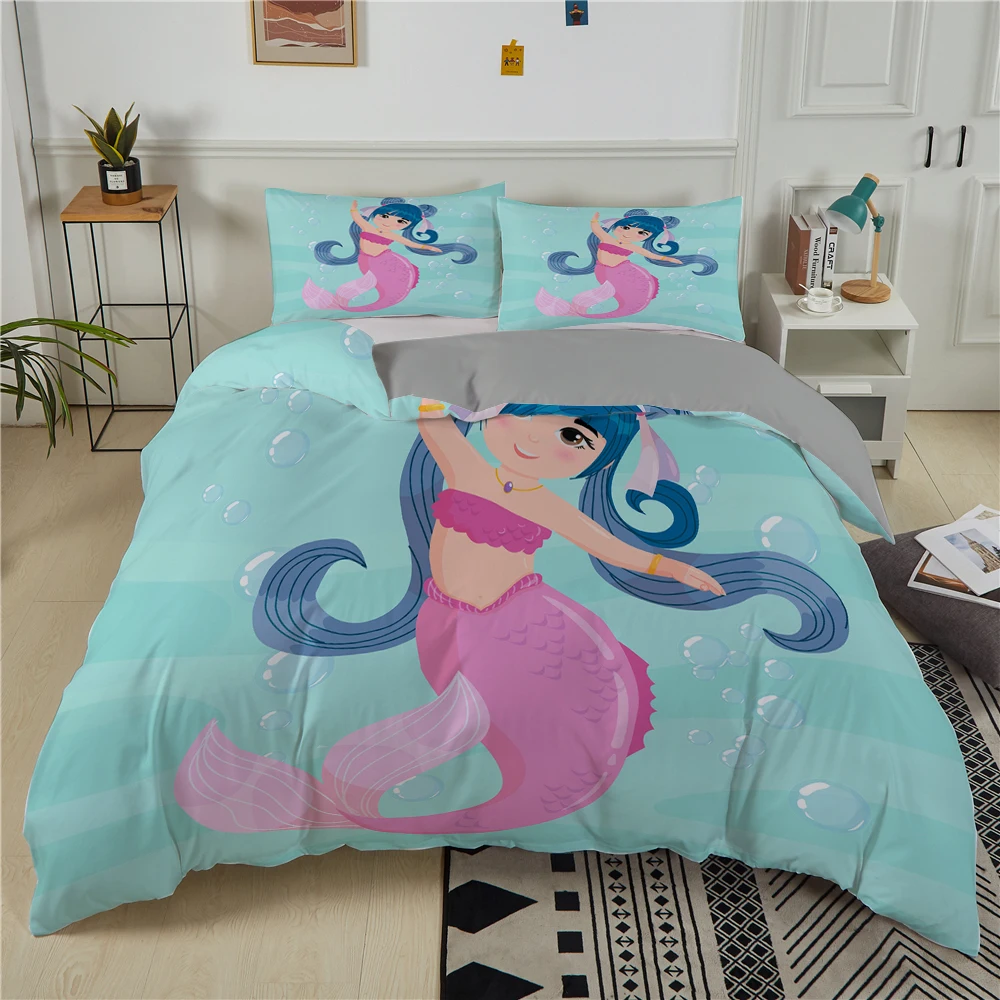 

Красота Русалка 3D реактивный принт пододеяльник наволочка стиль унисекс Комплект постельного белья для девочек 90 одного покрывала домашни...