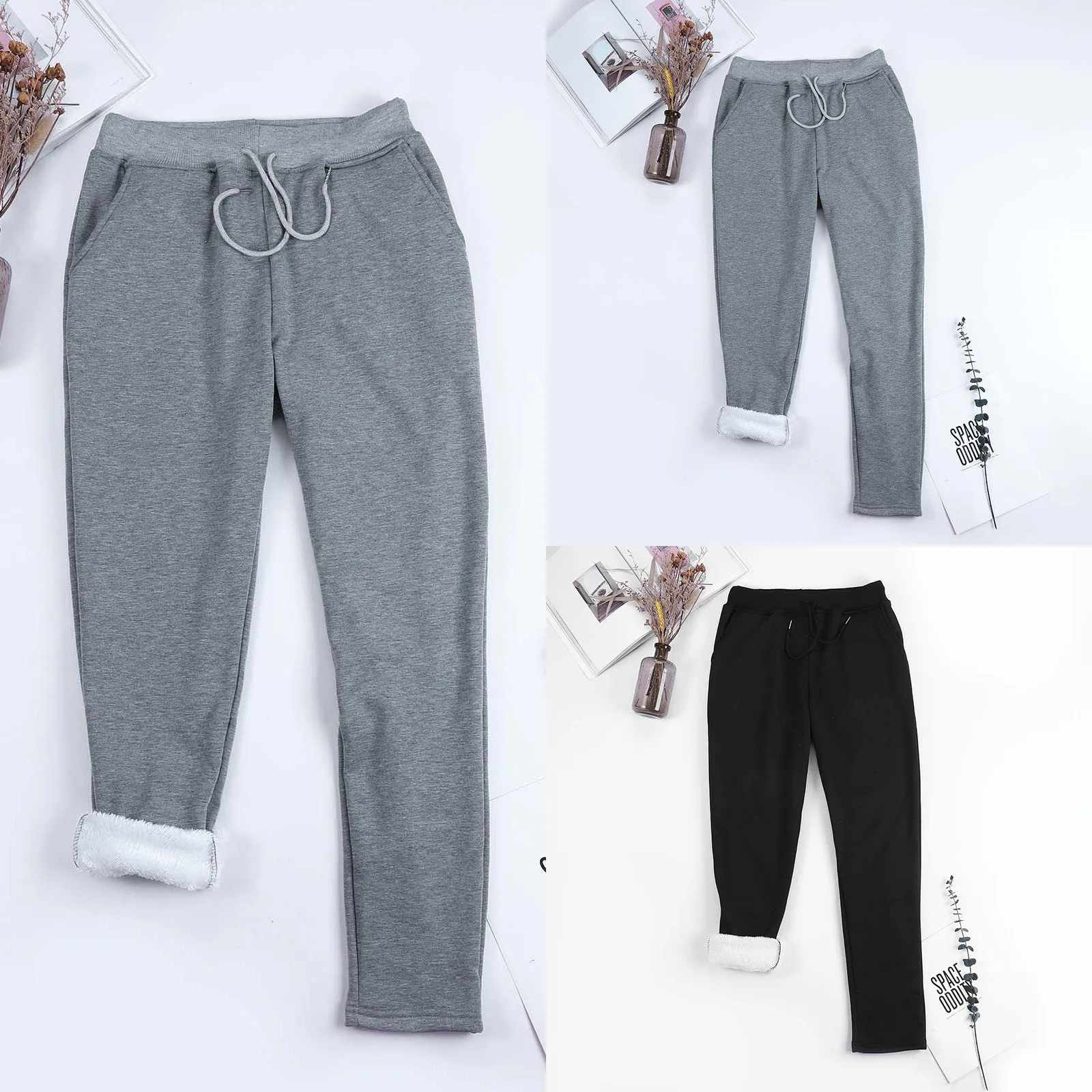 

Fashion Women's Trousers Autumn And Winter Lamb Wool Thick Trousers Plush Warm Outer Wear Sweatpants Casual Trousers 2021 New