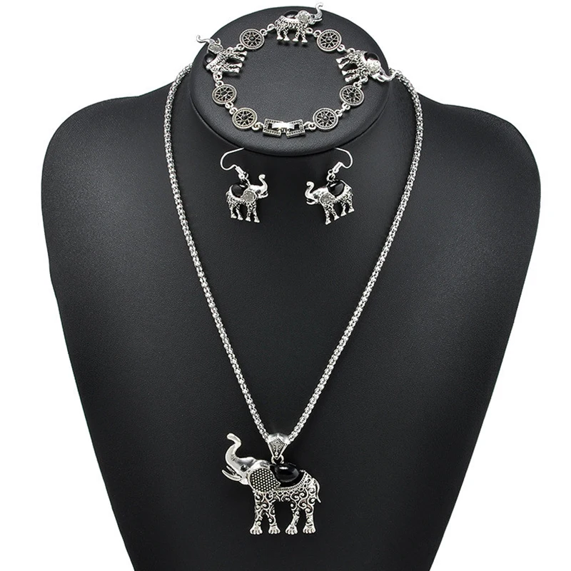 Винтажные резные ювелирные изделия из трех предметов в форме слона богемные