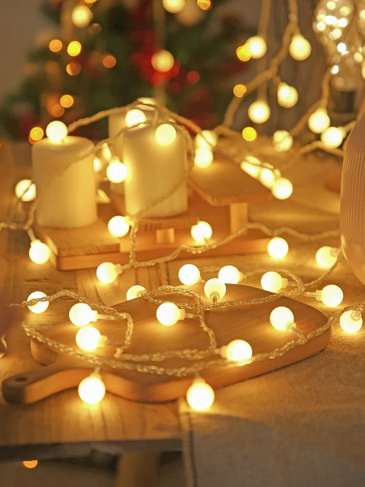 

LED Ball Garland String Light Christmas Holidays lighting Fairy Lights Outdoor Battery Party Wedding Xmas Decoration night lamp