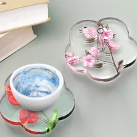 creative rotating axis flower coaster epoxy resin mold cup mat silicone mould diy crafts ornaments home decorations casting