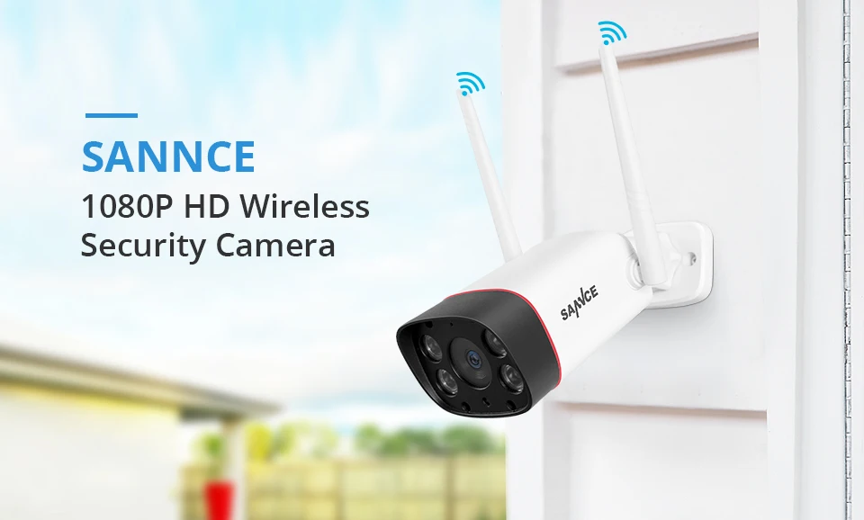 SANNCE Водонепроницаемая ip-камера с разрешением 1080 P, HD WiFi, беспроводная цилиндрическая камера наблюдения, наружная ИК-камера ночного видения, камера для домашней безопасности