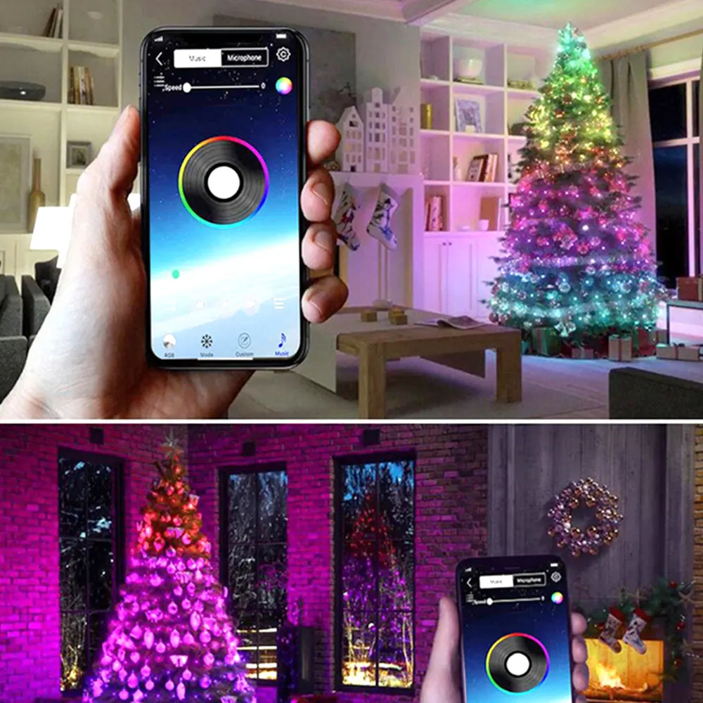 Светодиодная гирлянда Рождественская сказочная умная музыкальная RGB с