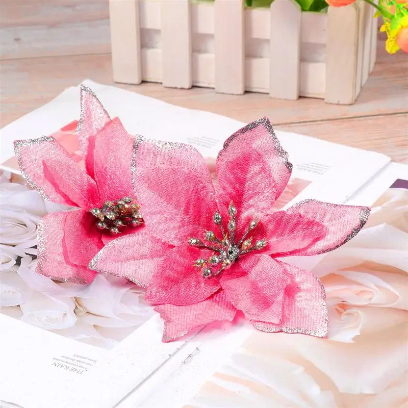 24 шт. рождественский цветок имитация золотого порошка Рождественская елка