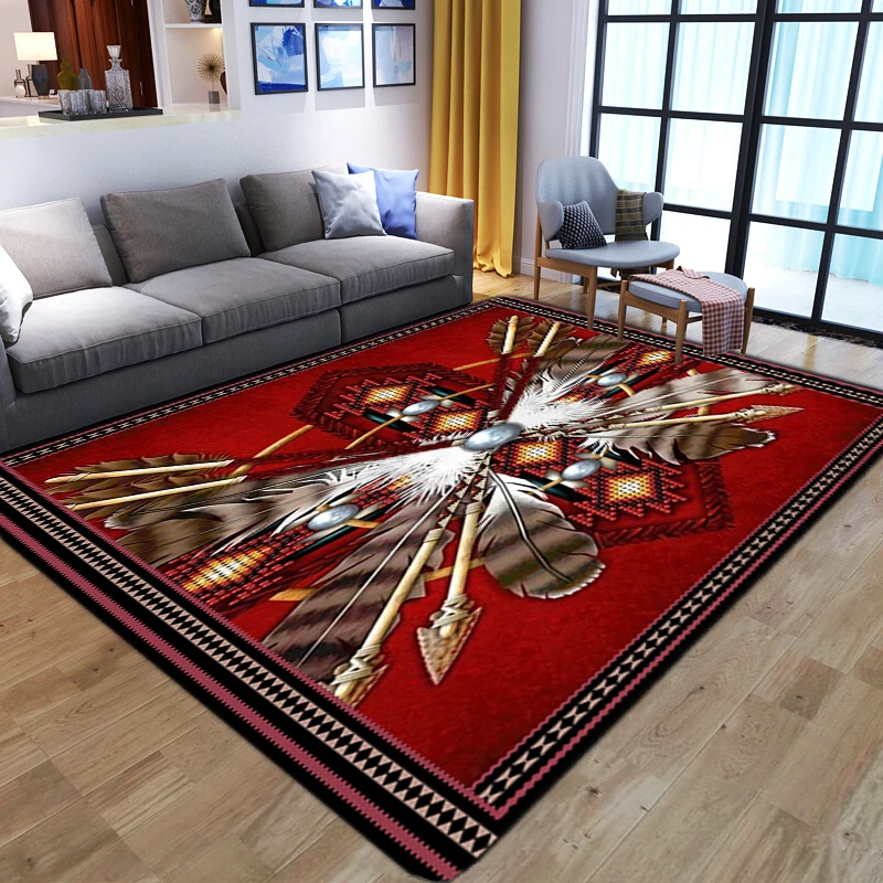 New Child Room Play Rug ethnic style Feather pattern Carpets for Living Room Bedroom soft Area Rug 3D Printed Kid Game floor Mat