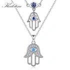 Ожерелье KALETINE с кулоном хамса с турецким кристаллом и рукой сглаза, женское ювелирное изделие из стерлингового серебра 925 пробы, цепочка с ажурным плетением до ключиц