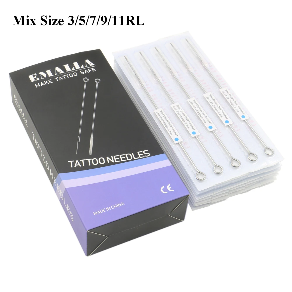 50 шт. профессиональные 0 30 мм иглы для тату микс 3RL 5RL 7RL 9RL 11RL Размер Одноразовые