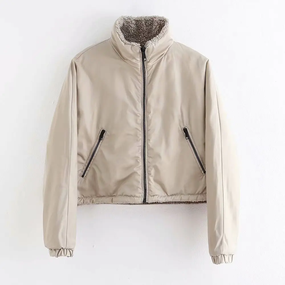 Повседневное кремово-белое двустороннее короткое пальто для девочек коллекция