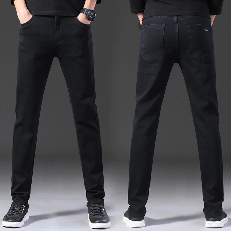 Джинсы мужские свободного покроя классические Брендовые прямые брюки из