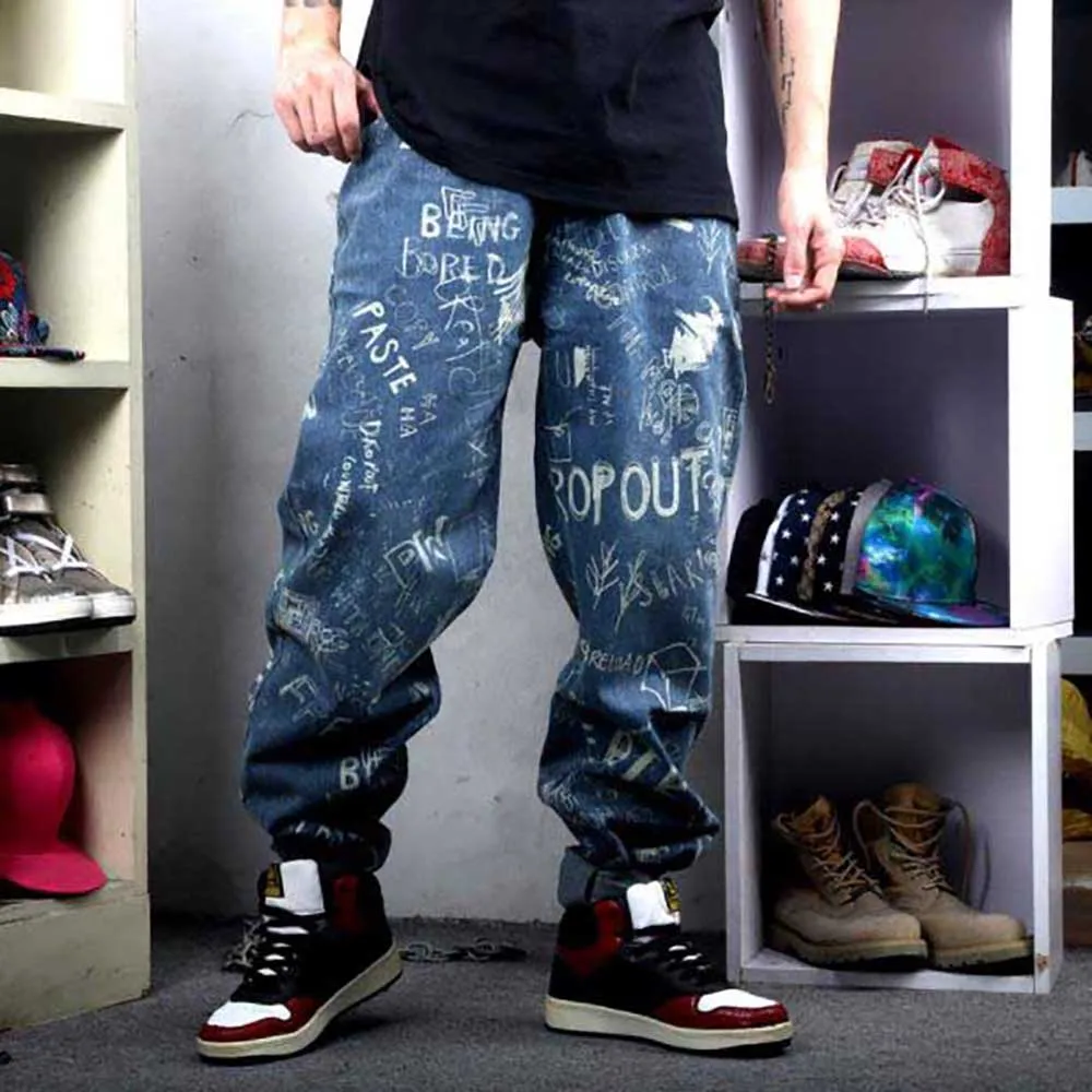 Plus Size Baggy Jeans Men Casual Loose Hiphop Harem Denim Trousers Streetwear Straight Skateboard Clothes
