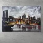 100% ручная роспись маслом на холсте, современная абстрактная картина Нью-Йорк, река, мост, настенные искусства, настенные картины, декор для спальни
