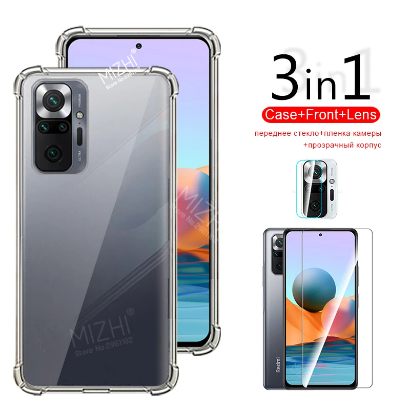 3-в-1 защитный чехол camere стекло для xiaomi redmi note10 pro экран протектор iPhone xiomi redmy