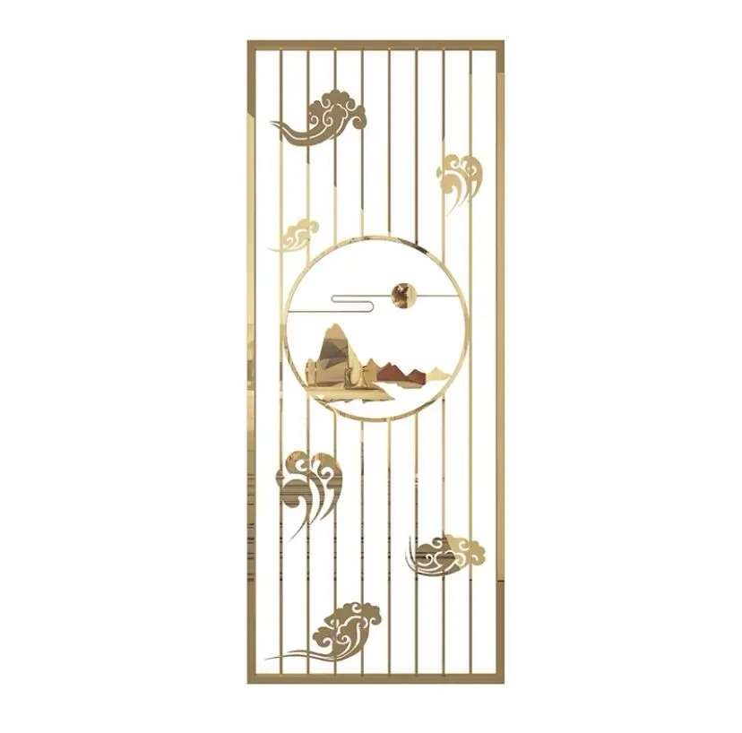

ChinaFurniture Stainless Steel Screen Art Light Luxury Metal Products Hotel Club Living Room Partition Wall