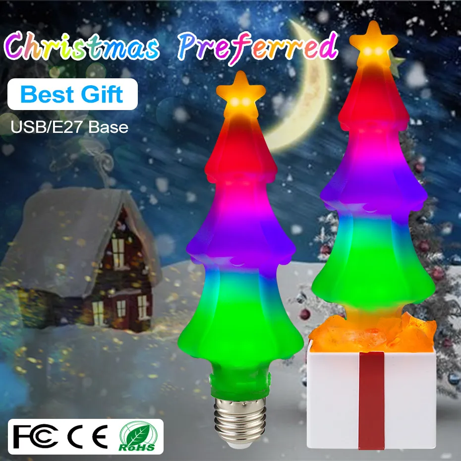 Светодиодная лампа E27 цветные рождественские светодиодные украшения освещение