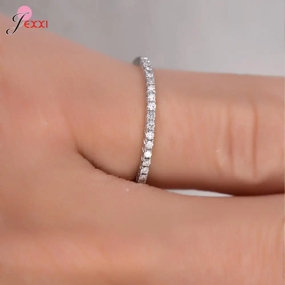 

New Arrival Women Girls Fashion 925 Sterling Sliver Single Row Cubic Zirconia Finger Rings Wholesale Factory Price Rings