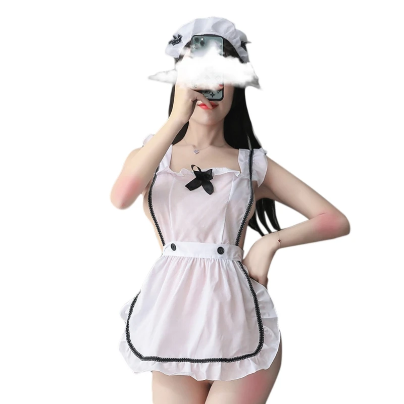 

Women Sexy Lolita Maid Lingerie Set Ruffled Apron Dress Cosplay Uniform Outfits Dropshipping
