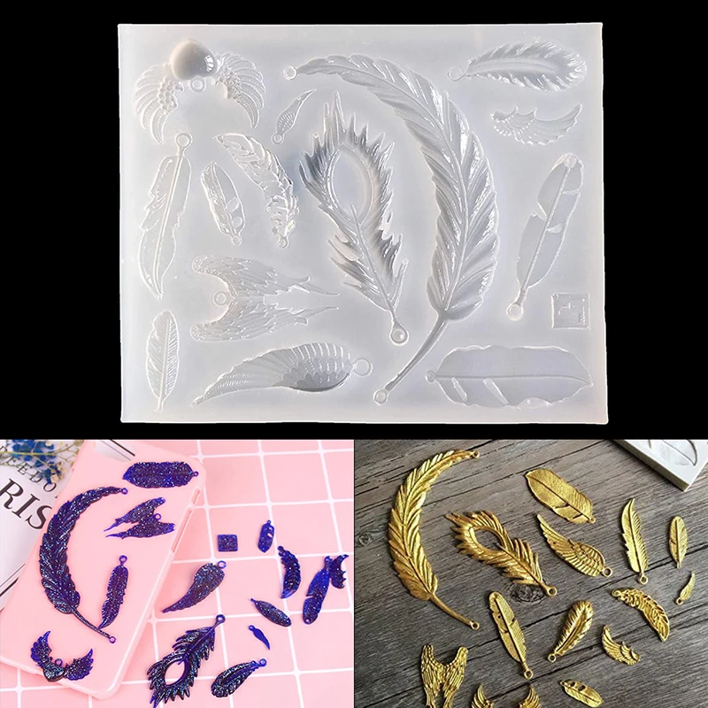 

1PCS Jewelry Mold Feather Shapes Making Pendant Silicone Resin Cake DIY Craft Tools Handmade Tool Epoxy Resin Molds