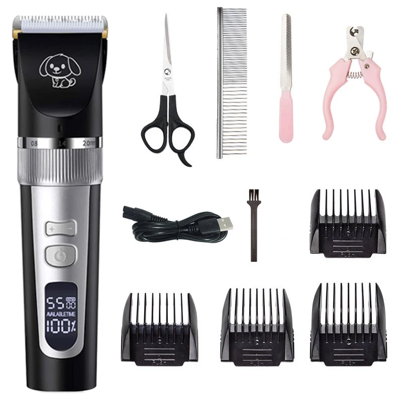 

Pet Clippers Professional Grooming Kit Rechargeable Pet Cat Dog Hair Trimmer LED Electrical Shaver Animals Hair Cutting Machine