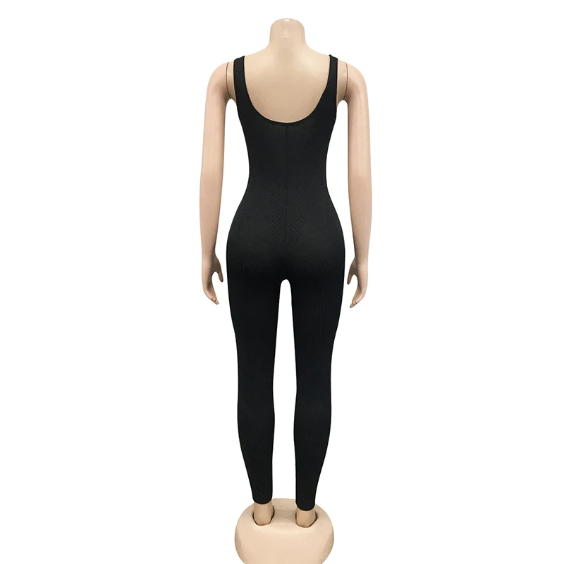 

Kricesseen Sexy Black Bandage Hollow Out Skinny Long Pant Jumpsuit Women Sleeveless Lace Up Bodycon Clubwear One Piece Rompers