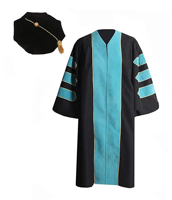 2019 унисекс выпускное нейтральное платье с золотыми трубками и Bkack Doctoral TAM Pack