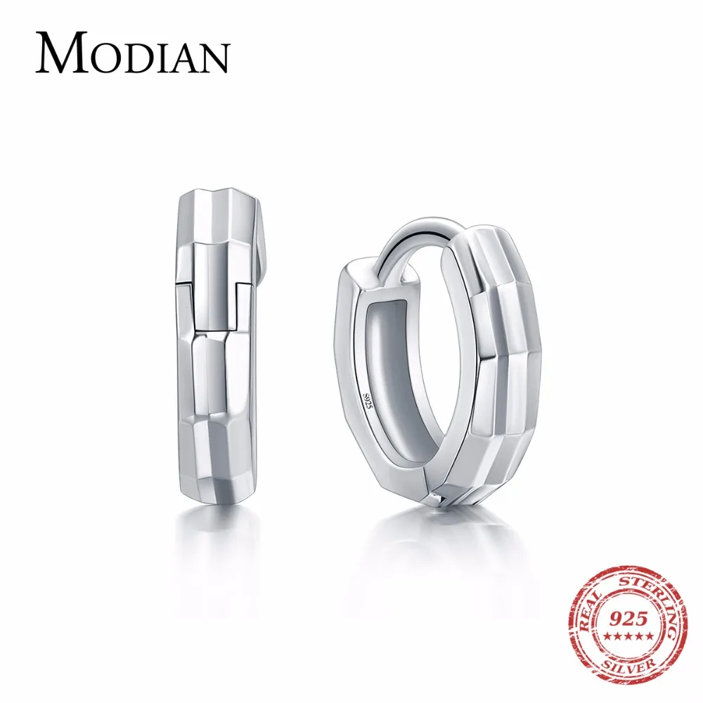 Modian, Настоящее серебро 925 пробы, стереоскопические модные серьги обруча, простые классические ювелирные изделия для женщин, подарок на день рождения