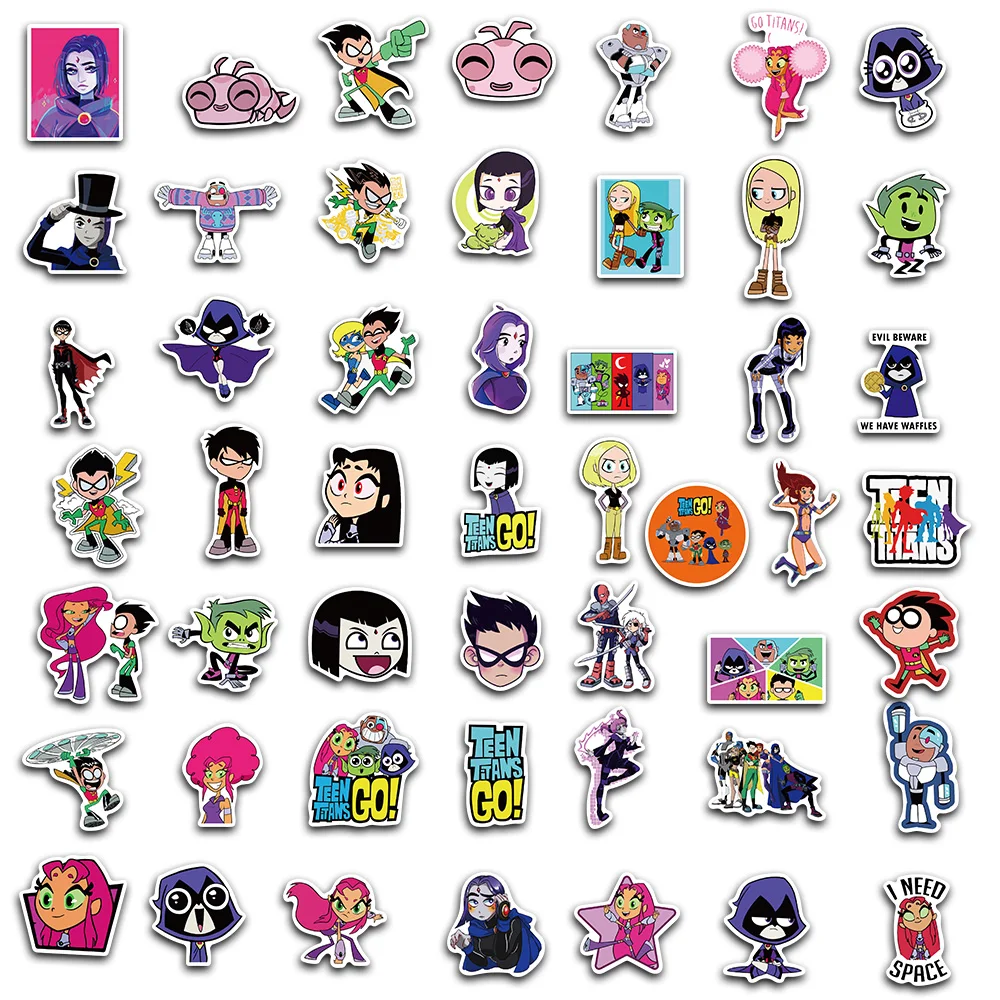 

25/50/100pcs Teen Titans Attack Stickers Graffiti Cartoon Anime Sticker Snowboard Laptop Baggage Refrigerator Children's Toy