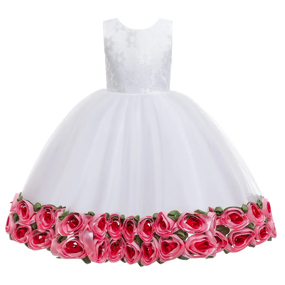 Платье-пачка с цветочным узором для свадебного торжества детское платье