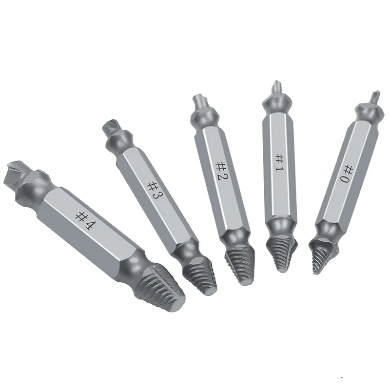 5 шт./компл. поврежденный Винт экстрактор сверла руководство набор сломанной скорости легко из Болтовая шпилька в полоску инструмент для удаления винтов