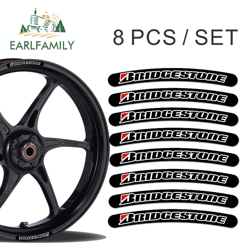 EARLFAMILY 13 см x 1,3 см 8x для Bridgestone обода стикер колеса полосы Набор Автомобиль Мотоцикл Гонки Наклейка плоский клей Наклейка