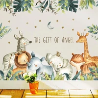 cartoon wall stickers for kids room nordic giraffe lion fox elephant animal home decor nursery baby bedroom decoration decal