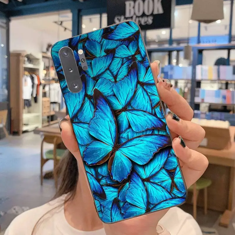 Синий чехол-бабочка для телефона Samsung Note 7 8 9 10 pro Galaxy J7 J8 J6 Plus 2018 Prime | Мобильные
