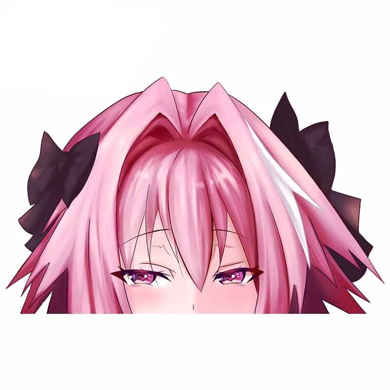 

for Astolfo Pink Peek Decal Windows Occlusion Scratch Cartoon Car Stickers Personality Bumper Vinyl Decoration 13cxm*8cm