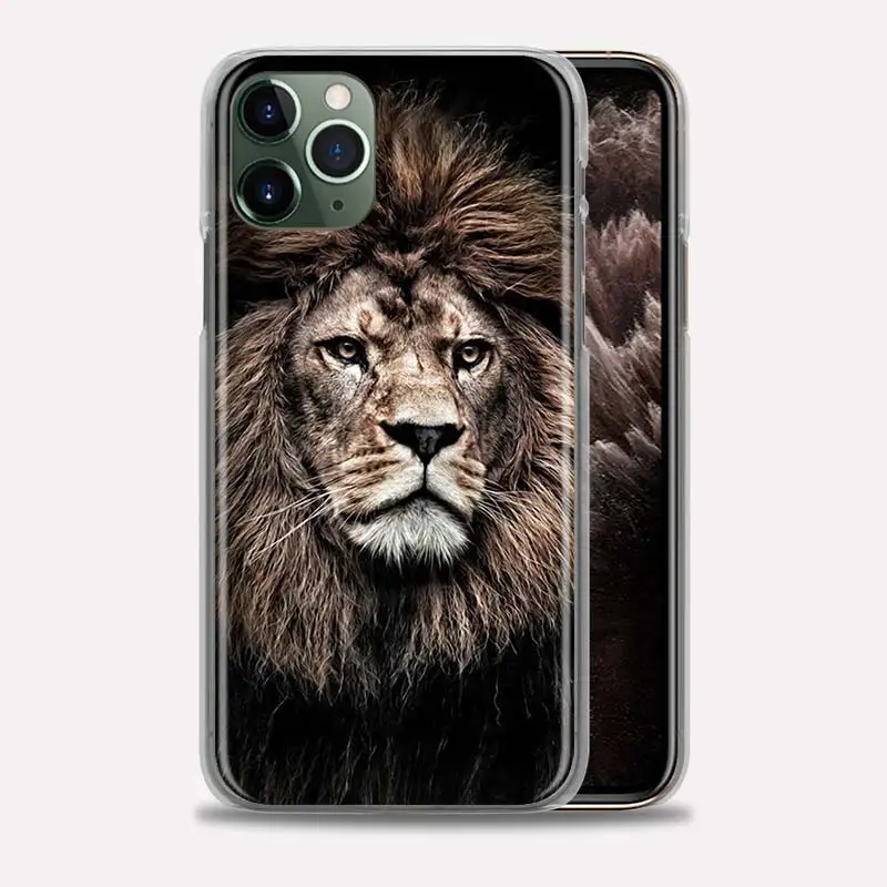 

Animals The Lion Bumper Case For iPhone 11 Pro Max 12 Pro X XS Max XR 7 8 6 6S Plus SE Hard PC Protective Phone Bags Cover Coque