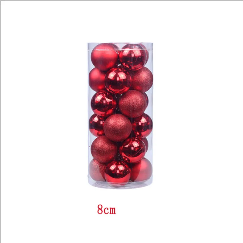 Красный 8cm/24pcs Christmas Xmas Tree Ball christmas ball christmas decorations for Home Christmas decorations Gift - Цвет: Красный