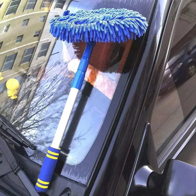

Car Adjustable Aluminum Cleaning Brush Telescoping Long Handle Chenille Wash Mop Brush