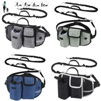 running hands free dog leash set multifunctional belt bag pet collar leash reflective waterproof nylon material unique design