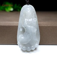 cynsfja new real rare certified natural grade a emerald jade luck amulet guanyin jade pendant high quality hand carved best gift