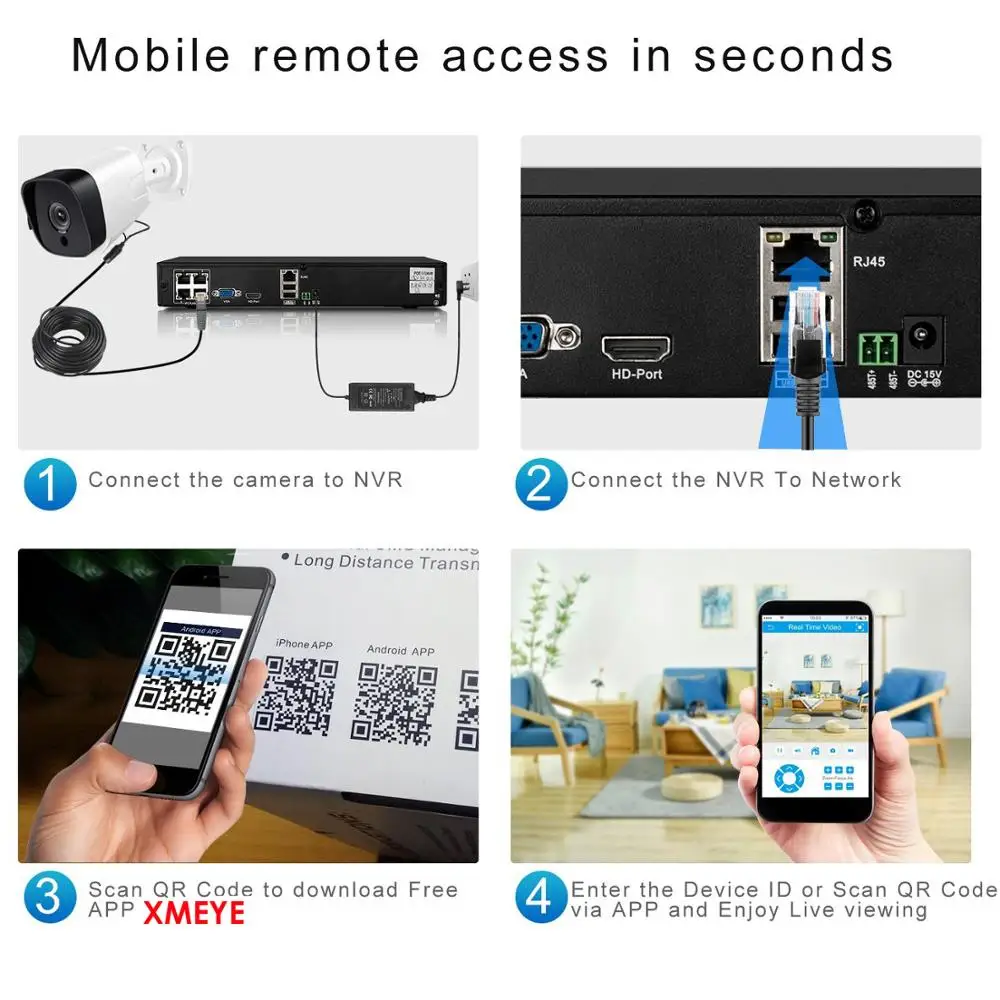 8Ch 4K 8MP H.265 PoE NVR Recorder 4CH For HD 4K 3MP 4MP 5MP IP Camera Face Detection 48V 802.3af ONVIF 2.4 Xmeye