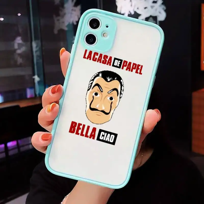 

Spain TV Money Heist House Paper Phone Cases Matte transparent For blue iPhone 12 Mini 11 Pro XR XS Max 7 8 Plus X Back Cover