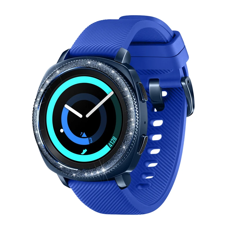Замена смарт-чехол для часов из нержавеющей стали для samsung Galaxy Watch 46 мм 42 мм, драгоценный камень кольцо клеющаяся крышка против царапин металл - Цвет: Alloy Blue