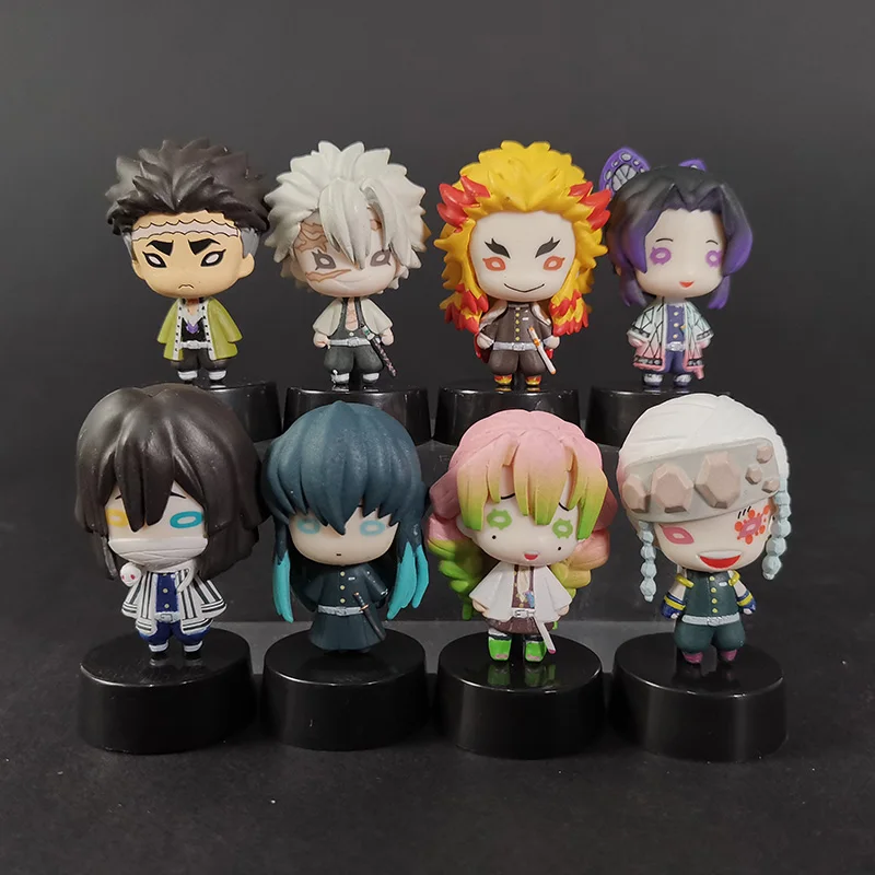 

Demon Slayer Kochou Shinobu Rengoku Kyoujurou Uzui Tengen Tokitou Muichirou Kanroji Mitsuri Figure Toys PVC Cute Dolls 8pcs/set